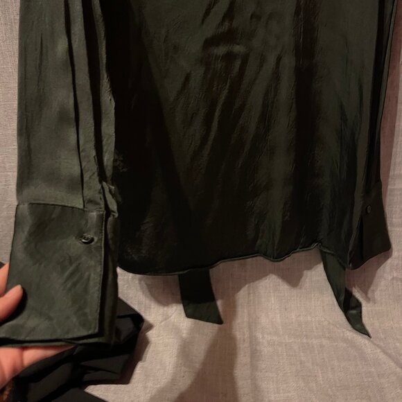 Womens ZARA Dark Green Silky Blouse - Picture 4 of 4